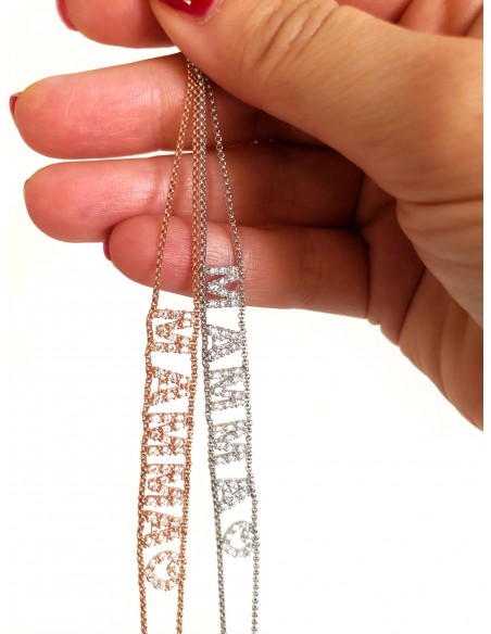 Bracciale a Catenina con Scritta Personalizzabile di Zirconi