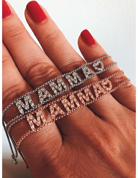 Bracciale a Catenina con Scritta Personalizzabile di Zirconi