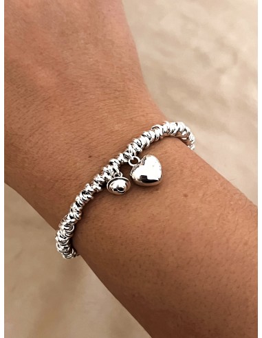 Bracelet with Small Knots Domed Heart and Bell