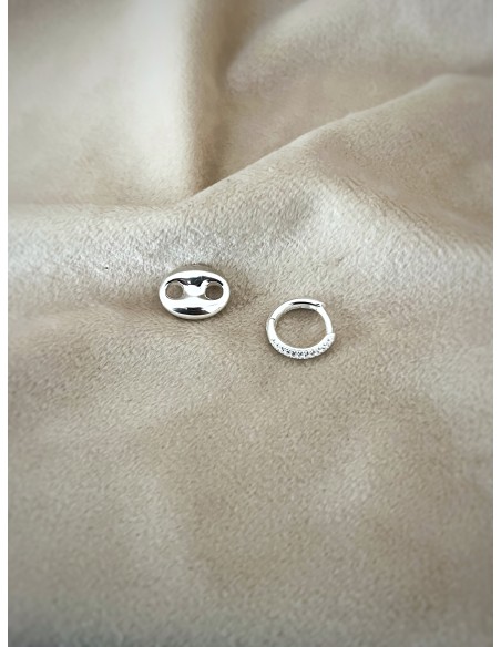 Rounded Navy Mesh Earrings