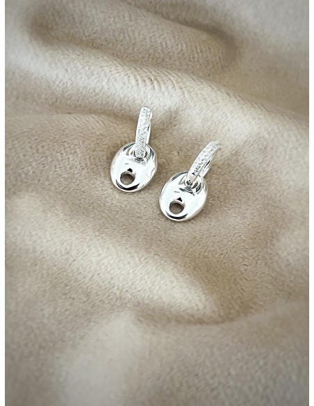 Rounded Navy Mesh Earrings