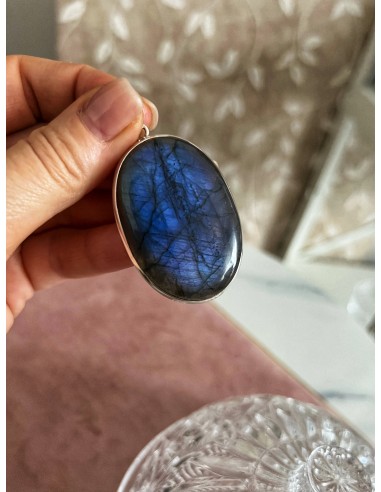 Labradorite oval medallion 5 cm x 3.6 cm