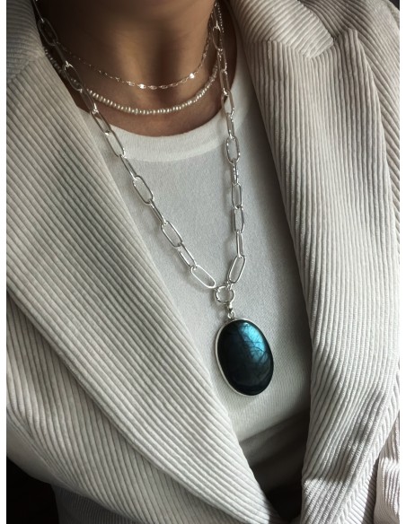 Labradorite oval medallion 5 cm x 3.6 cm