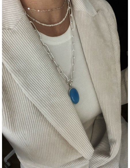 Oval Chalcedony medallion 3.7 cm x 2.5 cm