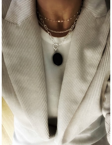 Medaglione Ovale Onice 3,5 cm x 2,6 cm