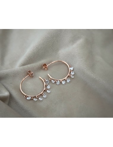 Rosé Hoop Earrings with Pendant Zircons