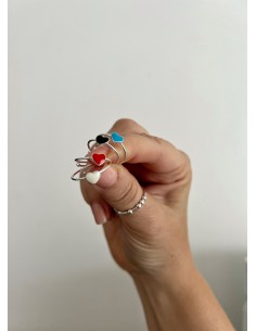 Adjustable Heart Enamel Ring