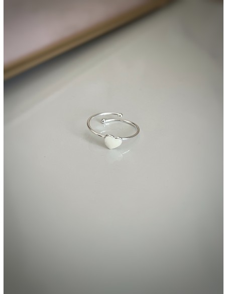 Adjustable Heart Enamel Ring