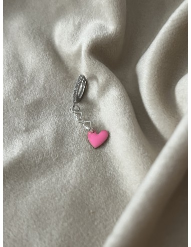 Single Earring Enamelled Heart Pendant