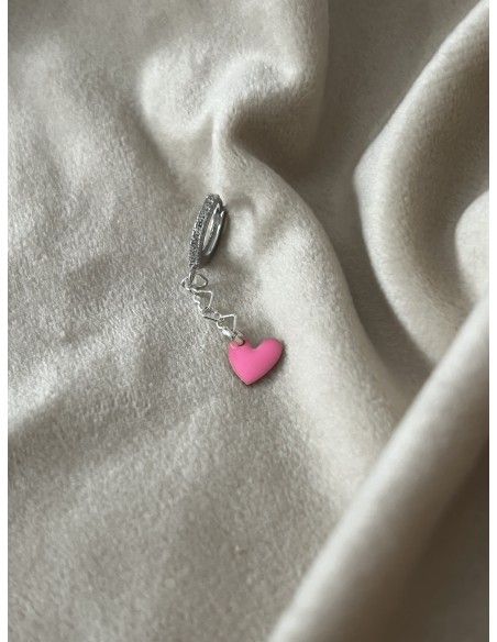 Single Earring Enamelled Heart Pendant