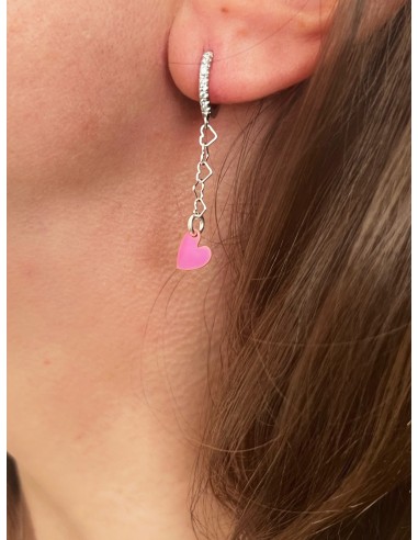 Single Earring Enamelled Heart Pendant