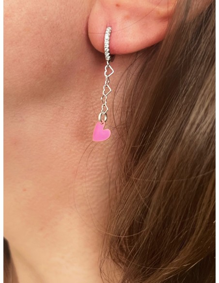 Single Earring Enamelled Heart Pendant