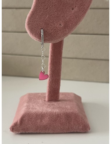 Single Earring Enamelled Heart Pendant