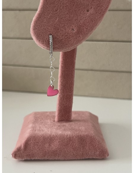 Single Earring Enamelled Heart Pendant