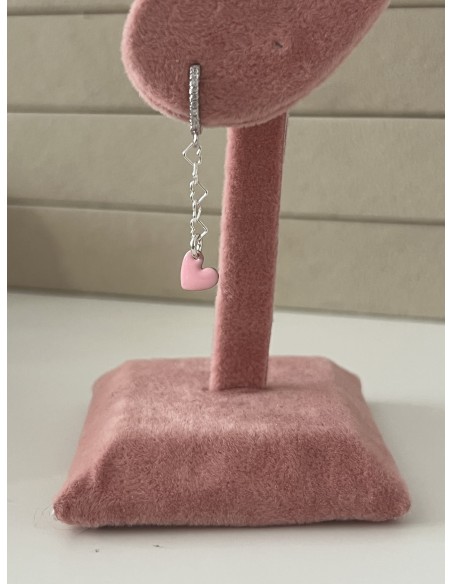 Monorecchino Pendente Cuore Smaltato