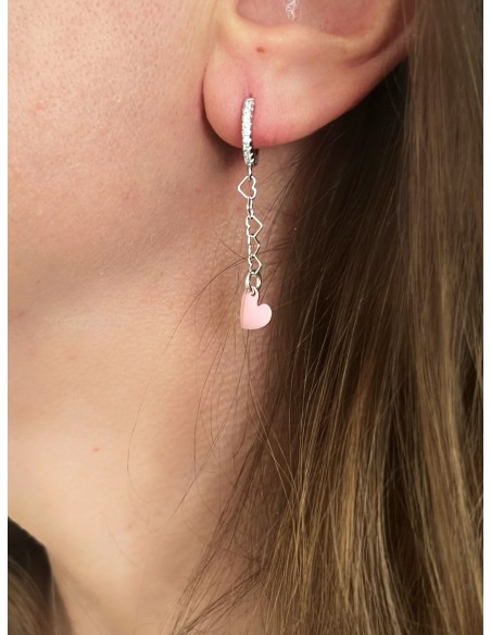 Single Earring Enamelled Heart Pendant