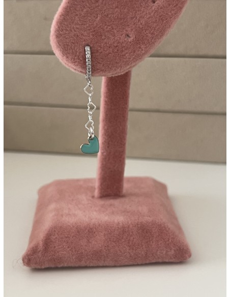 Single Earring Enamelled Heart Pendant