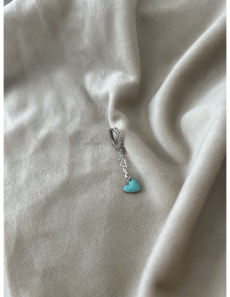 Single Earring Enamelled Heart Pendant