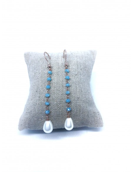 Orecchini Pendenti con Cristalli e Perle