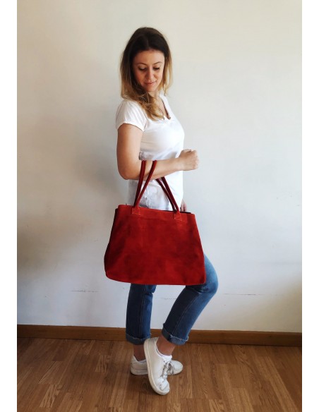 Borsa in Suede Rossa