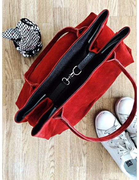 Borsa in Suede Rossa