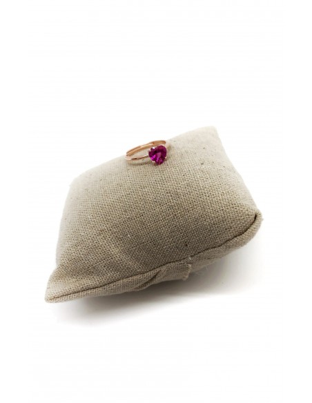 Anello con Zircone a Cuore Fucsia