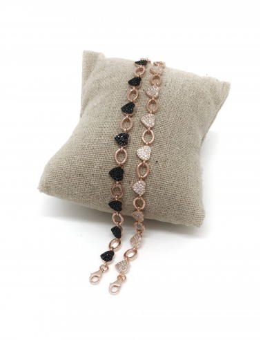Bracciale a Catenina con 10 Cuori in Pavè di Zirconi