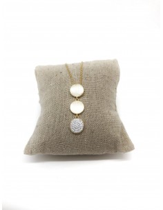 Collana Corta con Tondi Satinati e Pavè di Zirconi