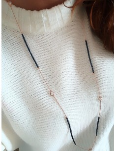 Collana Lunga Rosè con Cristalli Blu e Zirconi 2