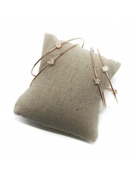 Bracciale Rigido Rosè con Soggetto in Pavè di Zirconi