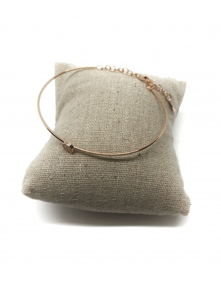 Bracciale Rigido Rosè con Soggetto in Pavè di Zirconi