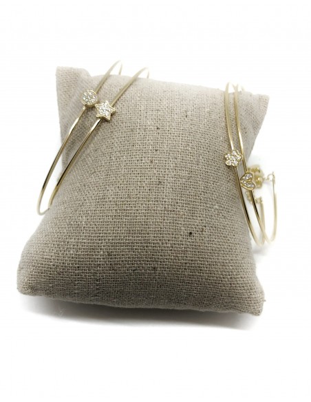 Bracciale Rigido Dorato con Soggetto in Pavè di Zirconi