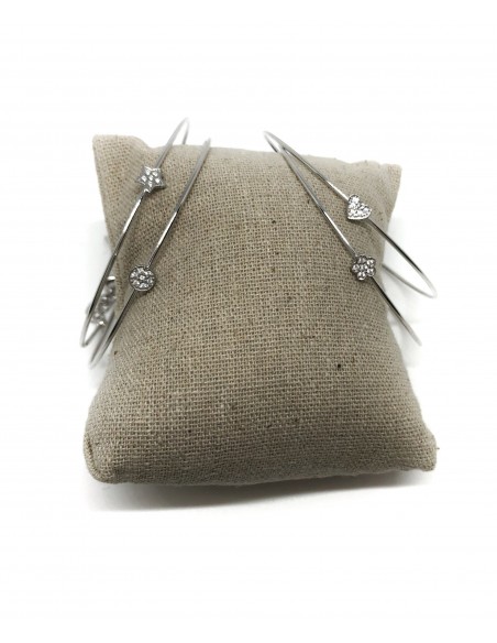 Bracciale Rigido Bianco con Soggetto in Pavè di Zirconi