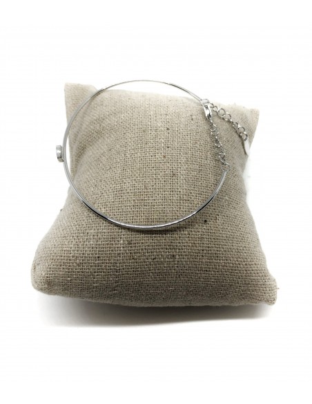 Bracciale Rigido Bianco con Soggetto in Pavè di Zirconi