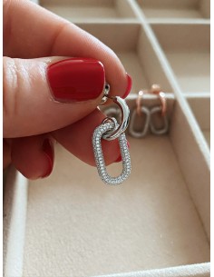 Orecchini Pendenti Maglia Rettangolare e Zirconi