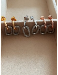 Orecchini Pendenti Maglia Rettangolare e Zirconi 2