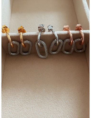 Orecchini Pendenti Maglia Rettangolare e Zirconi