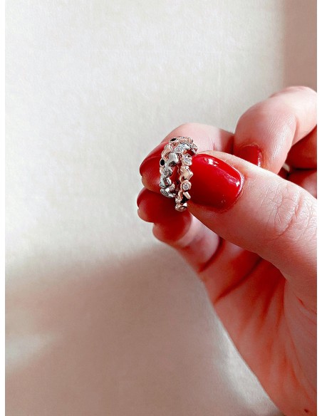 Monorecchino Ear Cuff Cuori e Zirconi