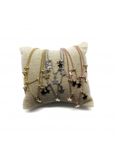 Collana Corta a due Fili con 8 Stelle Pendenti