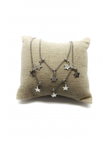 Collana Corta a due Fili con 8 Stelle Pendenti