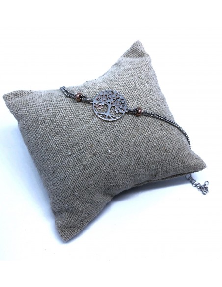 Bracciale a Catenina Doppia con Albero della Vita Bicolore