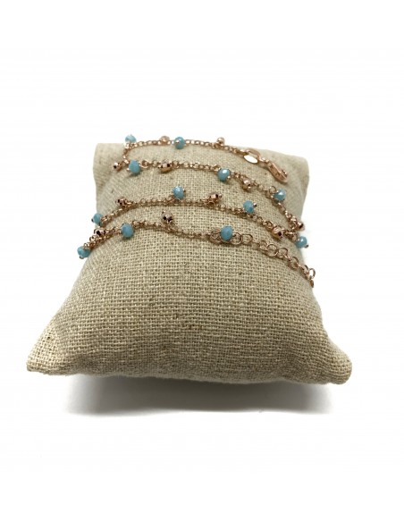 Anklet with Light Blue Crystals Pendants