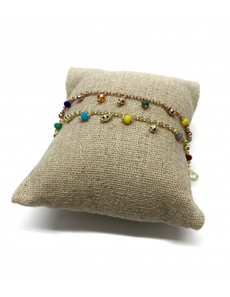 Anklet with Multicolor Pendant Crystals