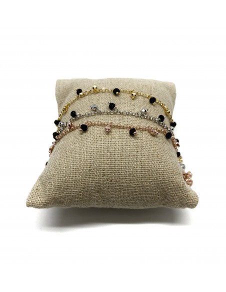 Anklet with Black Crystals Pendants