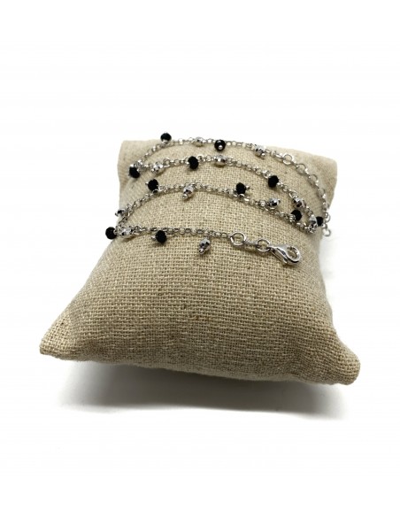 Anklet with Black Crystals Pendants