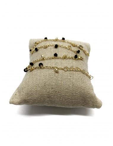 Anklet with Black Crystals Pendants