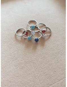 White Silver Ring with...