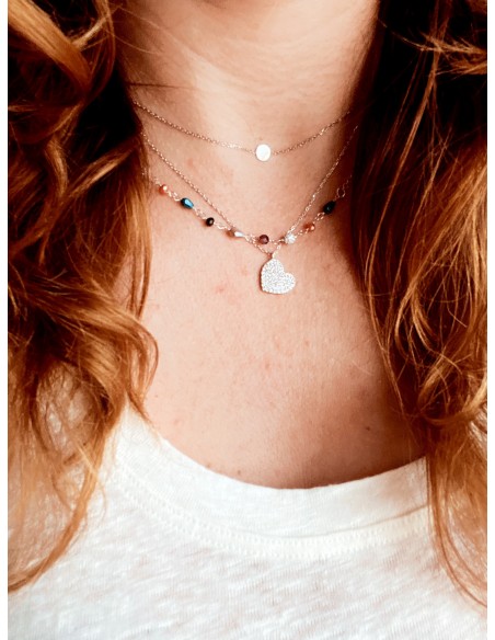 Collana Corta con Cristalli e Palline in Pavè di Zirconi