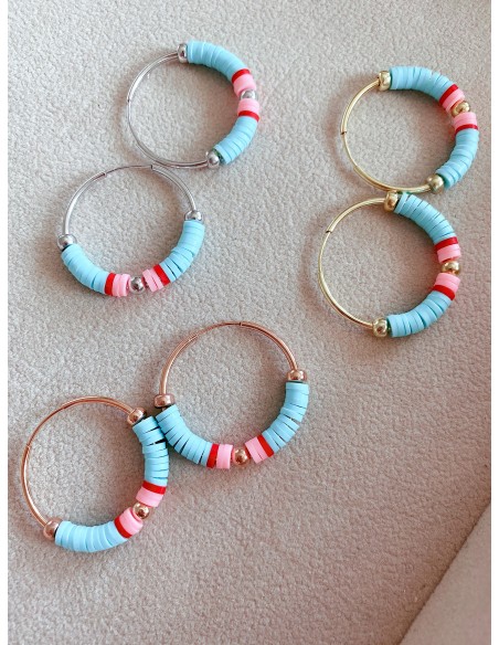 CIRCLE EARRINGS WITH COLORED RUBBERS