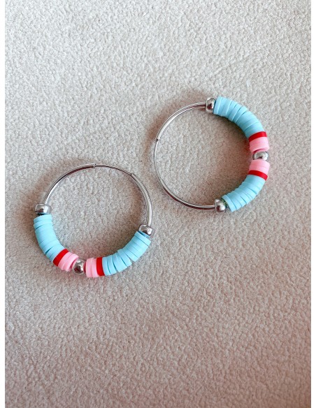 CIRCLE EARRINGS WITH COLORED RUBBERS